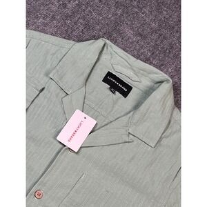 Lucky Brand Men's Shirt Small S Short Sleeve Button Down Camp Collar Light Green